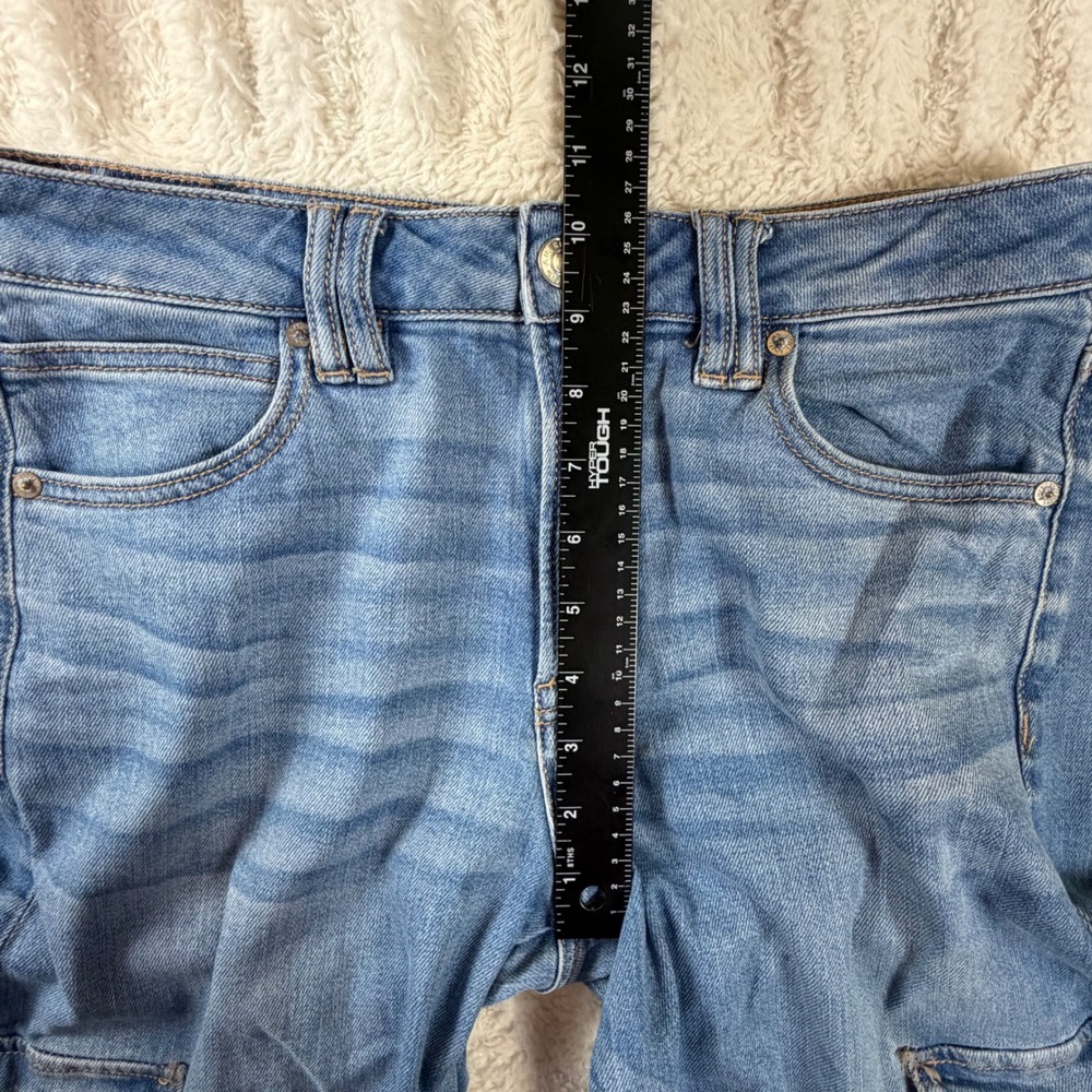 American Eagle Super High Rise Baggy Wide Leg Cargo Jeans Blue 4 Regular - Picture 5 of 11